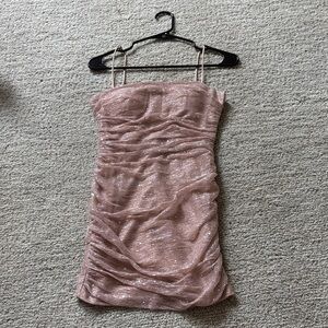 Lulu's Sparkling Strapless Pink Dress